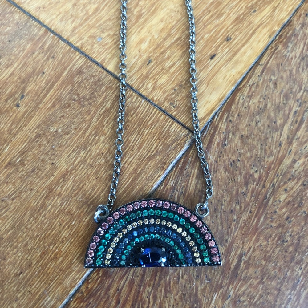 Rainbow sapphire stones charm necklace
